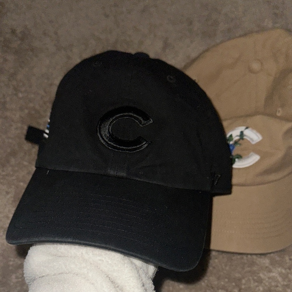 Black cubs Cap with Blue and White police Stripes